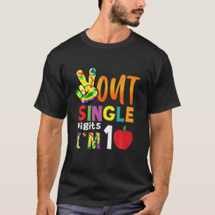 Peace Out Single Digits Im Ten Tie Dye 10Th Birthd T-Shirt