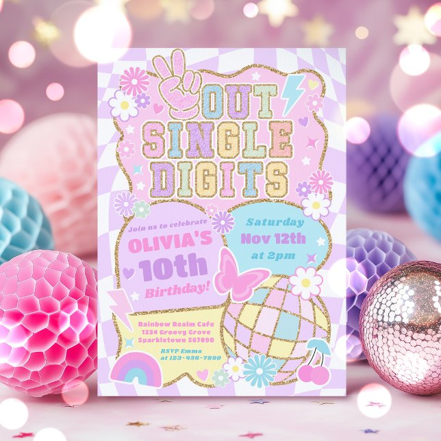 Peace Out Single Digits Preppy Varsity Birthday Invitation (Creator Uploaded)