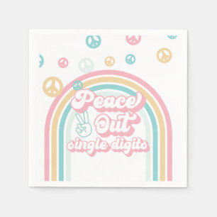 Peace Out Single Digits Retro Summer Rainbow Napkin