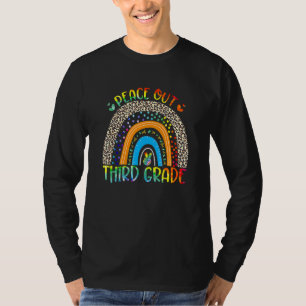 Peace Out Third Grade Leopard Rainbow Third Grade  T-Shirt