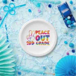 Peace Out Third Grade Tie Dye Last Day 3rd Grade  Paper Plate