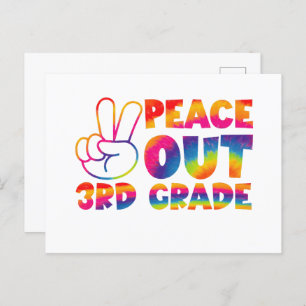 Peace Out Third Grade Tie Dye Last Day 3rd Grade Postcard