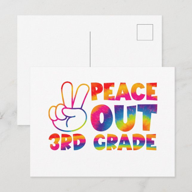 Peace Out Third Grade Tie Dye Last Day 3rd Grade  Postcard (Front/Back)