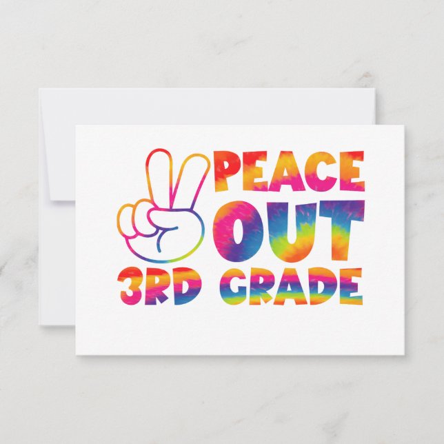 Peace Out Third Grade Tie Dye Last Day 3rd Grade  Thank You Card (Front)