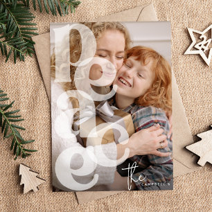 PEACE Overlay Typography' Photo Christmas Holiday Card
