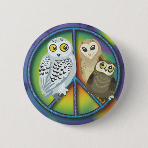 Peace Owl~ Buttons! 2 Inch Round Button