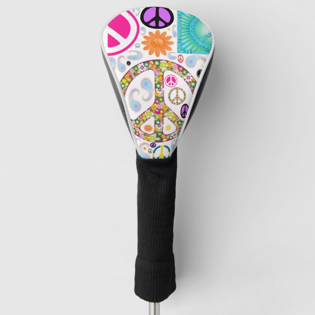 Peace & Paisley Collage Golf Head Cover (Front)