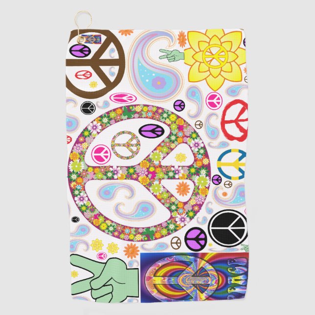 Peace & Paisley Collage Golf Towel (Front)