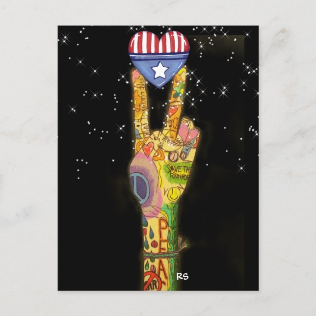 Peace, Party, Victory USA Invitation - SRF Postcard (Front)