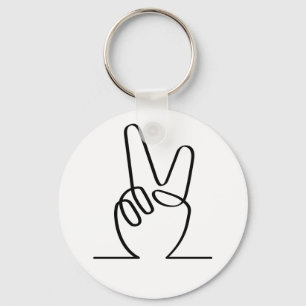 Peace peace symbol. V fingers for freedom.  Keychain