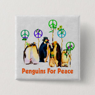 Peace Penguins 2 Inch Square Button