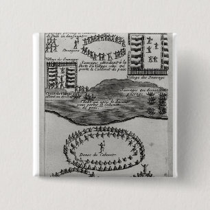 Peace pipe dance of the Iroquois 2 Inch Square Button