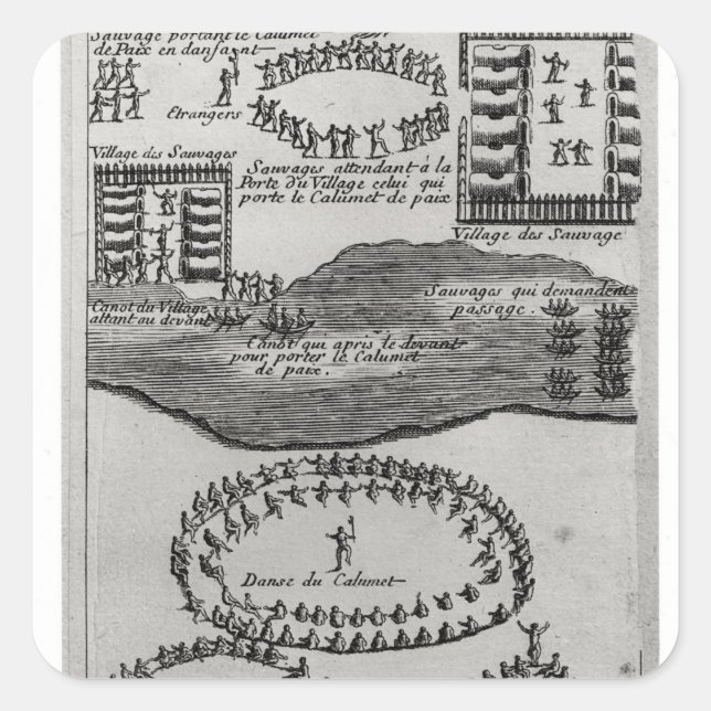 Peace pipe dance of the Iroquois Square Sticker (Front)