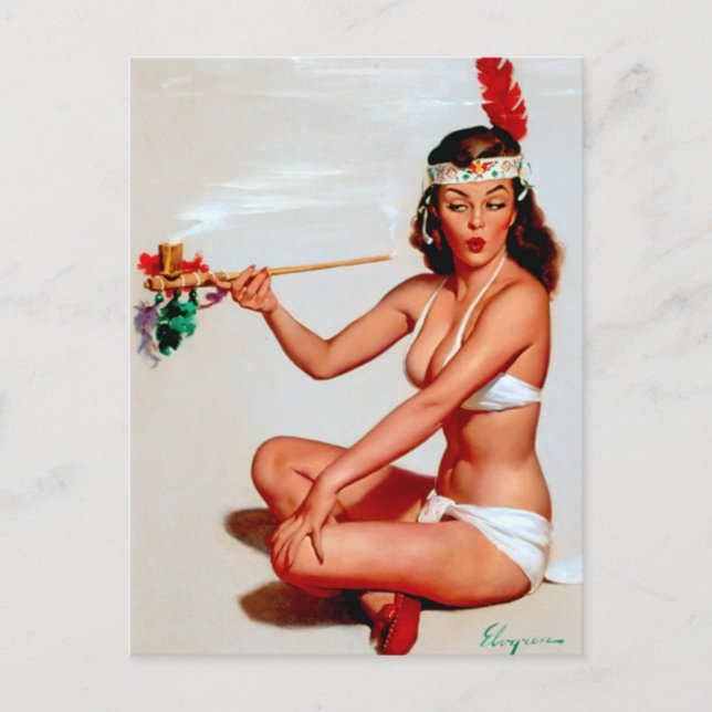 Peace Pipe Pin Up Postcard (Front)