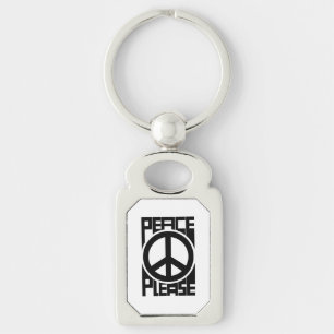 Peace Please Black Lettering Keychain