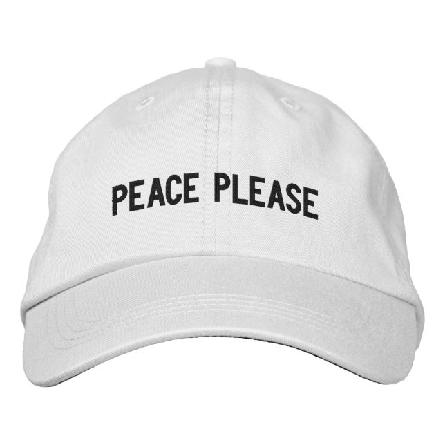 Peace please black minimalist modern custom text embroidered hat (Front)
