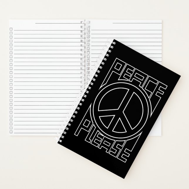 Peace Please Black Outline Lettering Notebook (Inside)