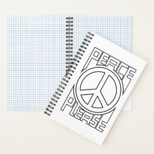 Peace Please Black Outline Lettering Notebook
