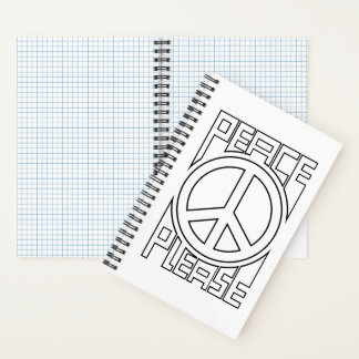 Peace Please Black Outline Lettering Notebook