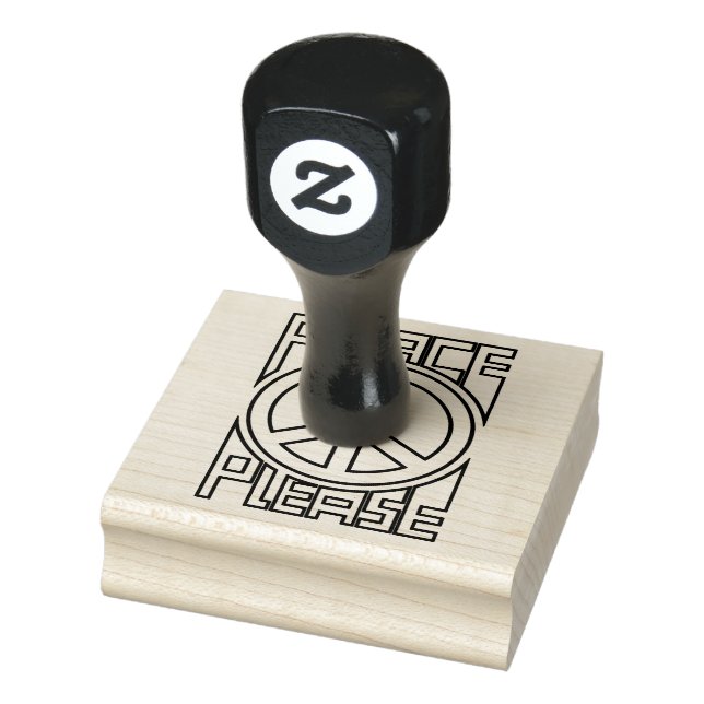 Peace Please Black Outline Lettering Rubber Stamp (Stamp)