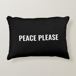 Peace please black white custom text minimalist accent pillow