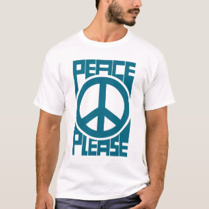 Peace Please Blue Lettering T-Shirt