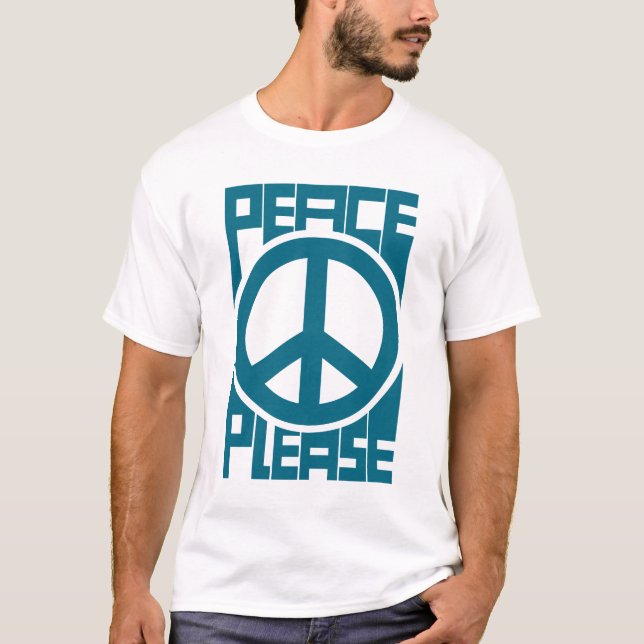 Peace Please Blue Lettering T-Shirt (Front)