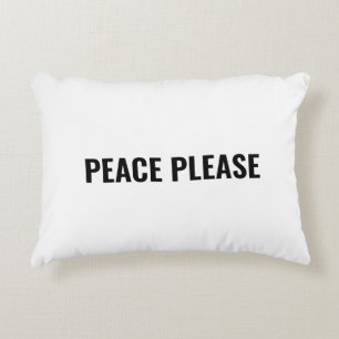 Peace please white black custom text minimalist accent pillow