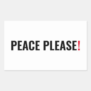 Peace please white black red minimalist anti war sticker