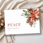 Peace Poinsettia Bunch Watercolor Pine Christmas Holiday Card<br><div class="desc">If you need any further customisation please feel free to message me on yellowfebstudio@gmail.com.</div>