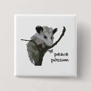 Peace Possum 2 Inch Square Button