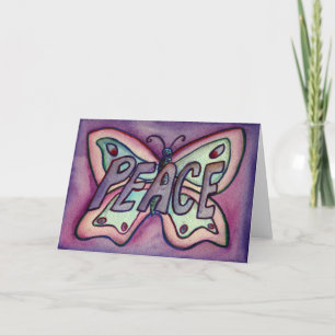 Peace Purple Butterfly Art Greeting or Note Cards