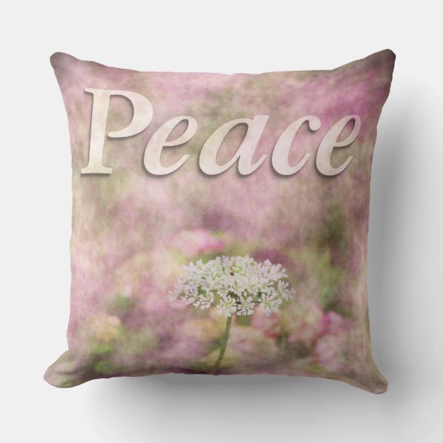 Peace-Queen Anne's Lace Throw Pillow (Front)