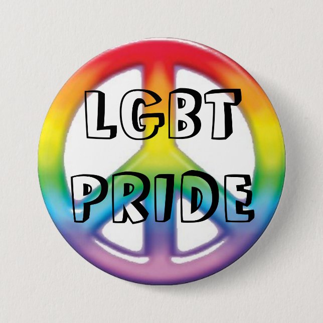 peace rainbow, LGBT PRIDE 3 Inch Round Button (Front)