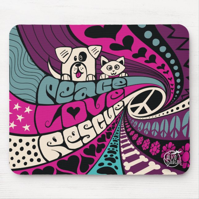 Peace, Rescue by Calico Dragon Mouse Pad (Front)