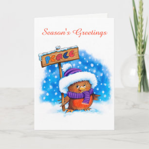 Peace Robin carte de Noël mignonne