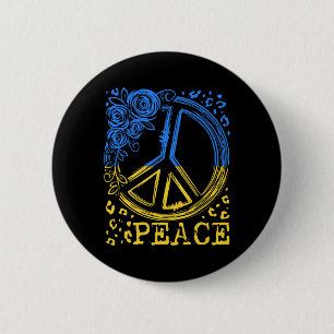 Peace Rose Flower Ukraine Shirt I Stand With Ukrai 2 Inch Round Button