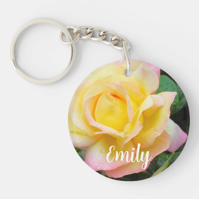 Peace Rose Photo Keychain (Front)