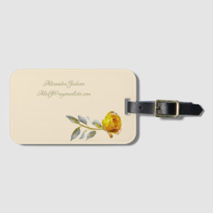 Peace Rose w' Pale Green & Gold leaves Wedding Luggage Tag