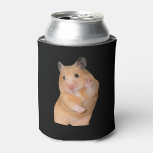 Peace + Scared Hamster Meme Double Sided Black Can Cooler