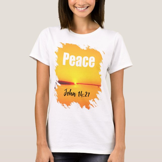 Peace Scripture Glowing Sunset T-Shirt (Front)