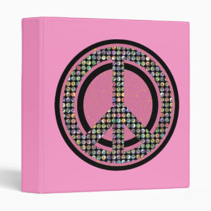 PEACE SEQUINED PINK 1" Ring Binder