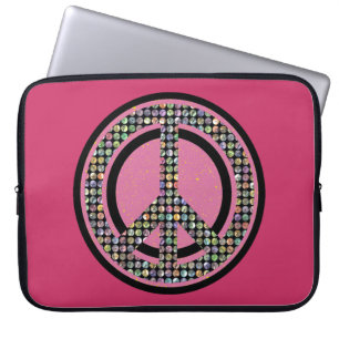PEACE SEQUINED PINK Laptop Sleeve