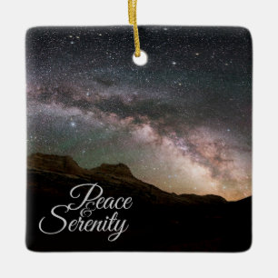 Peace & Serenity Mountain Night Sky Ceramic Ornament