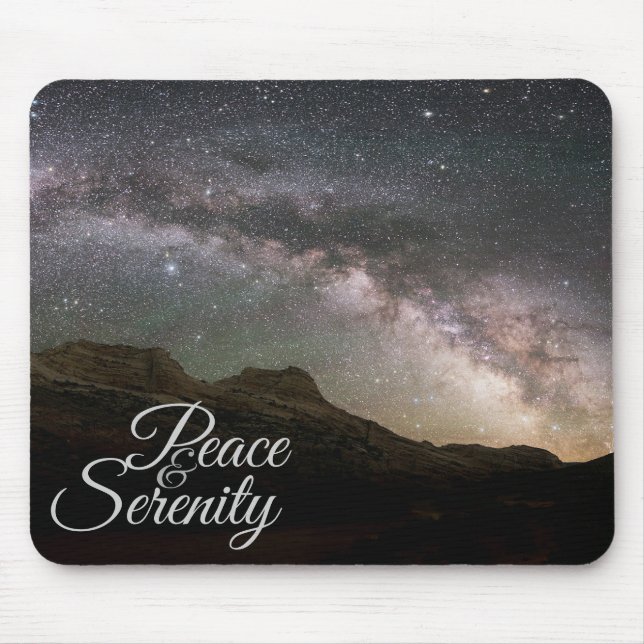 Peace & Serenity Mountain Night Sky Mouse Pad (Front)