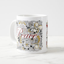 Peace & Shalom (in Hebrew) - Jumbo Coffee Mug