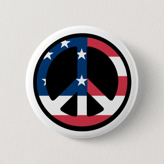 peace sign 2 inch round button (Front)