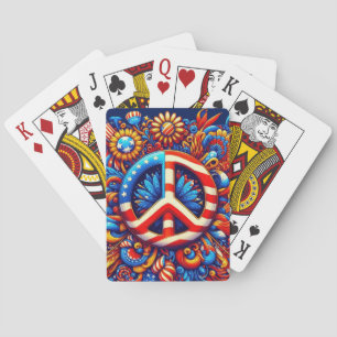 Peace Sign-4th of July-Independence Day-Groovy Playing Cards