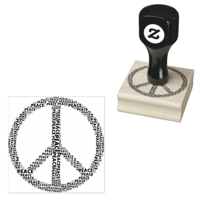 Peace Sign 60s Circle Arrow | Rubber Stamp (Stamped)