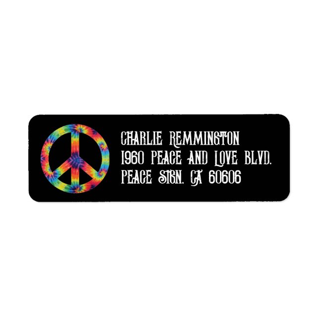 Peace Sign Address Labels Rainbow Hippy Hippie (Front)